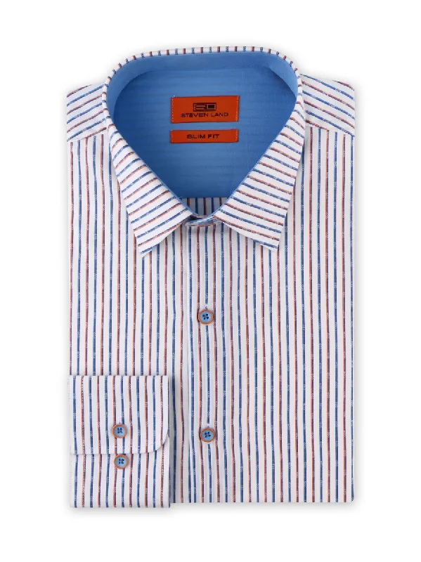 Stripes Contrast Stripe Dress Shirt for Men | Blue