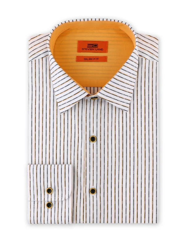 Contrast Stripe Dress Shirt for Men | Gold