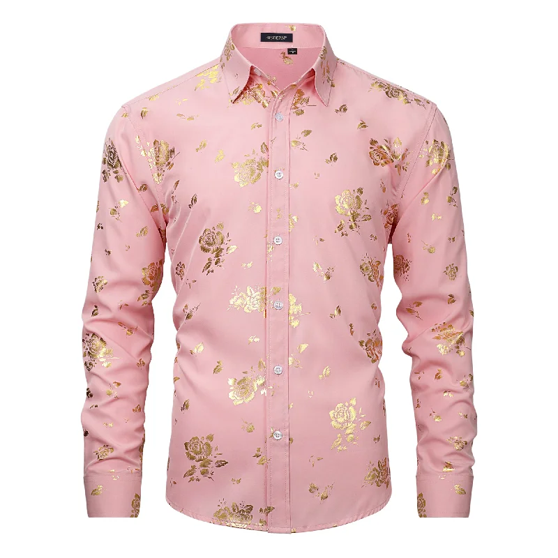 Shiny Rose Gold Party Shirt - 05-PINK