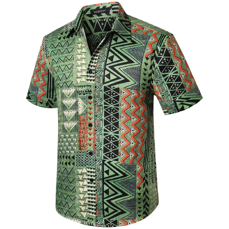 Elegant Comfort Summer Hawaiian Shirts with Pocket - 01-GREEN