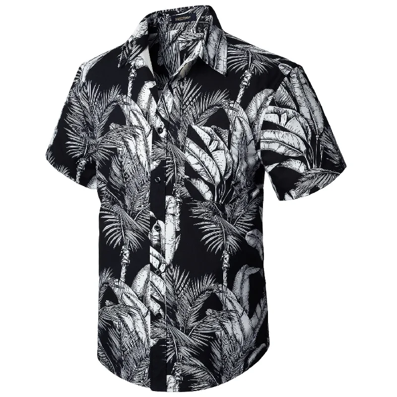 Trends Summer Hawaiian Shirts with Pocket - 02-WHITE/BLACK