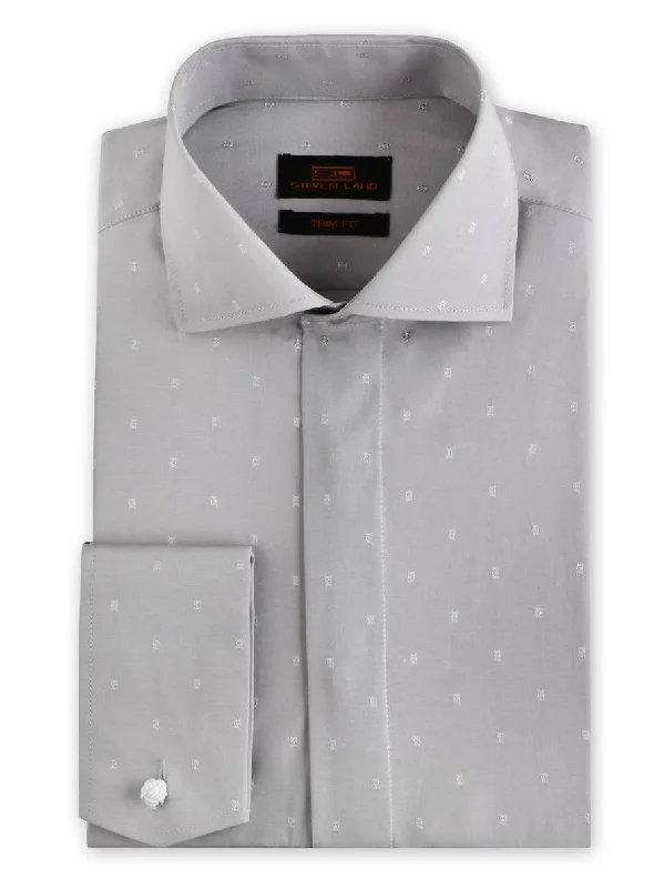 Steven Land | Dress Shirt | TA1906 | Trim Fit | Wide Spread Collar | French Novelty Cuff | Silver