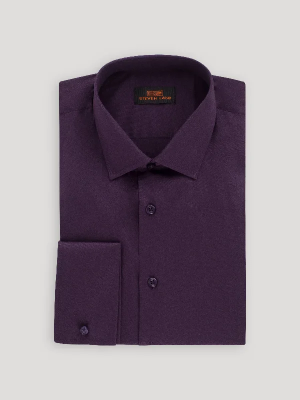 The Next Generation Satin Dress Shirt | 100% Cotton | Modern Point Collar | Blackberry