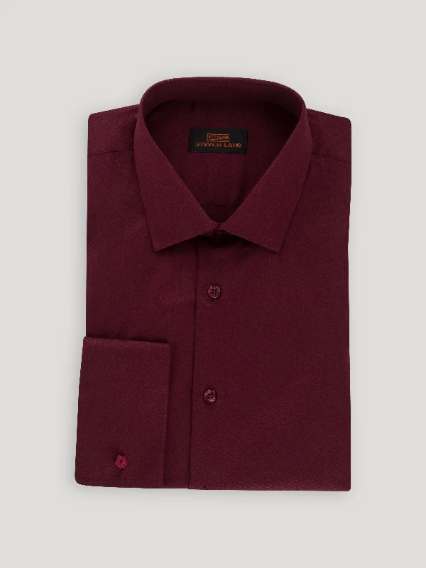 The Next Generation Satin Dress Shirt | 100% Cotton | Modern Point Collar | Burgundy