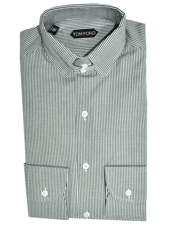 Exclusive Customization Tom Ford Slim Fit Dress Shirt White Black Stripes 38 - 15 REDUCED - SALE Exclusive Customization Tom Ford Slim Fit Dress Shirt White Black Stripes 38 - 15 REDUCED - SALE