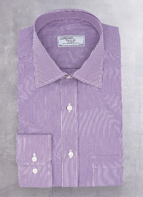 William Fullest Fit Shirt in Purple and White Thin Stripes