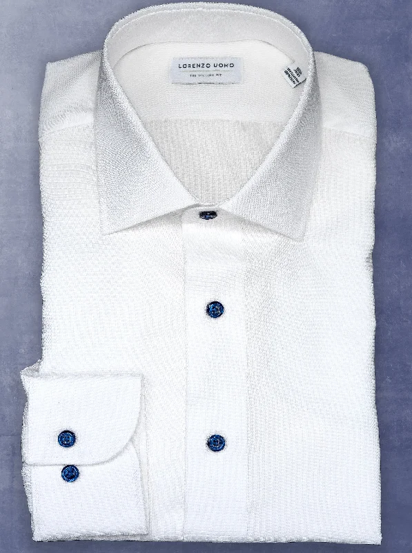 William in White Nano Grid Textured Shirt