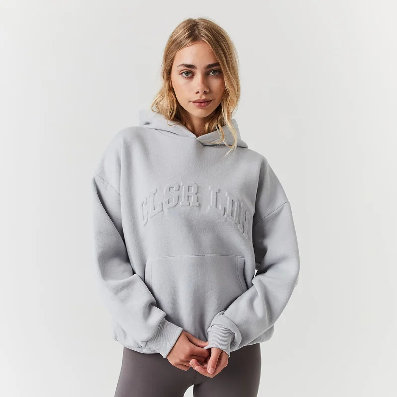 Embossed Varsity Hoodie | Ice Grey