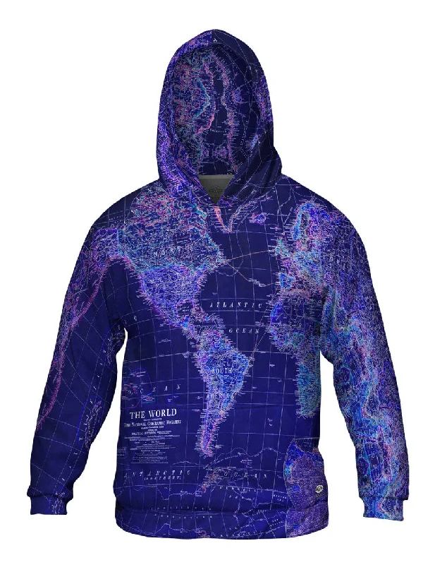 Comfortable Fashion World Map Neon Close