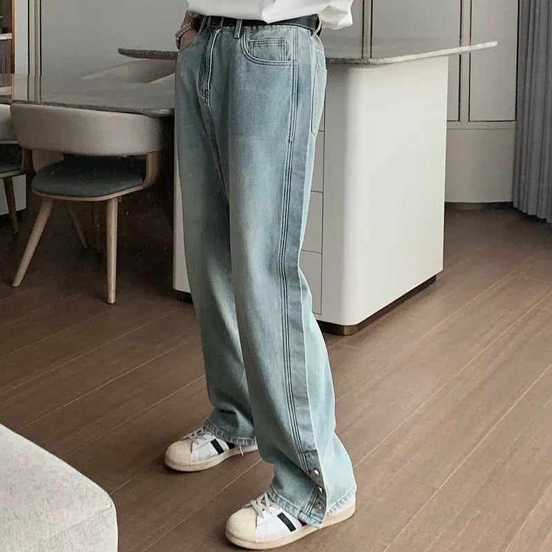 Light Blue Straight-leg Jeans