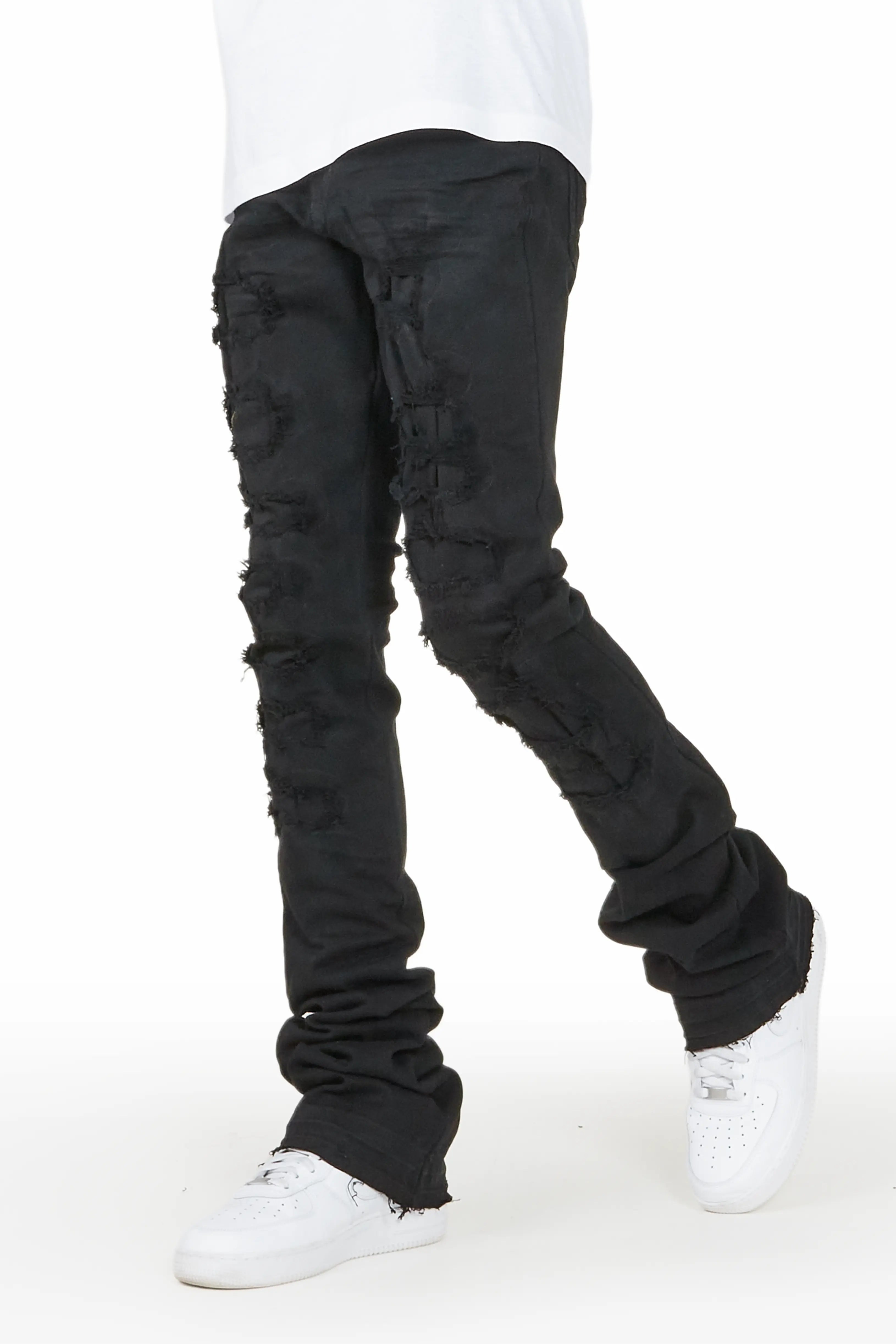 Badal Jet Black Super Stacked Flare Jean