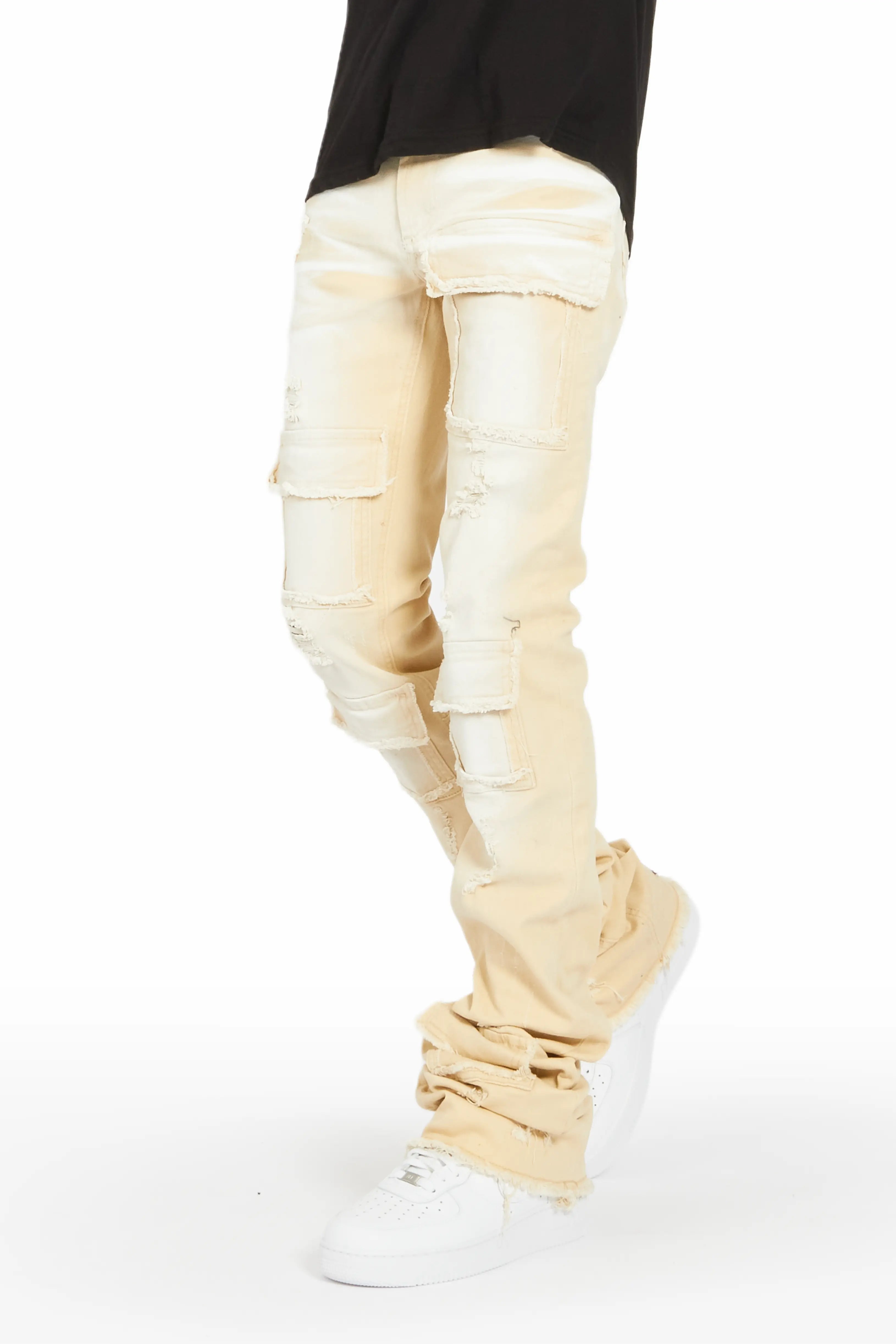 Casual Choice Grant Beige Super Stacked Flare Jean