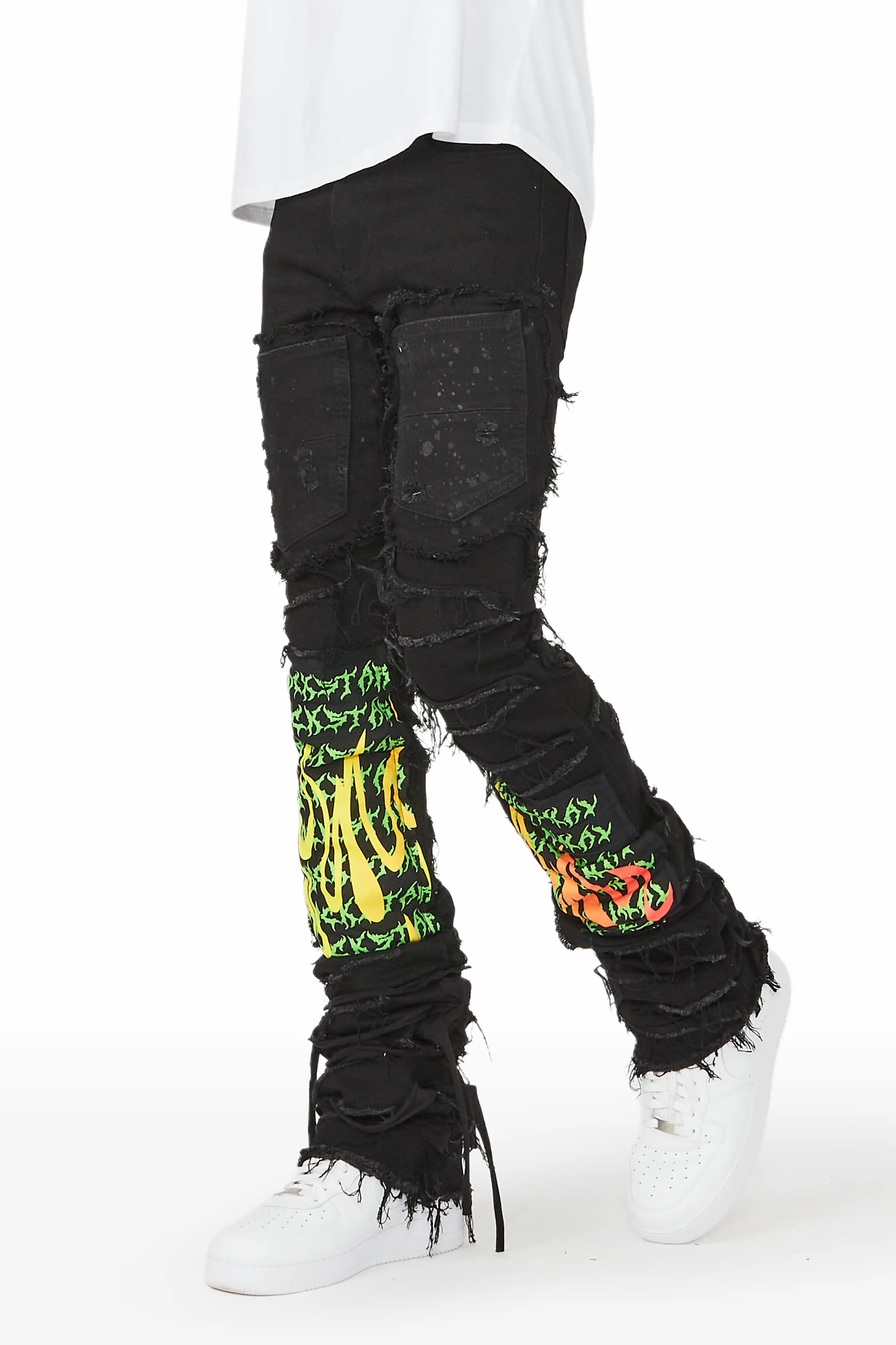 Kayce Black Super Stacked Flare Jean