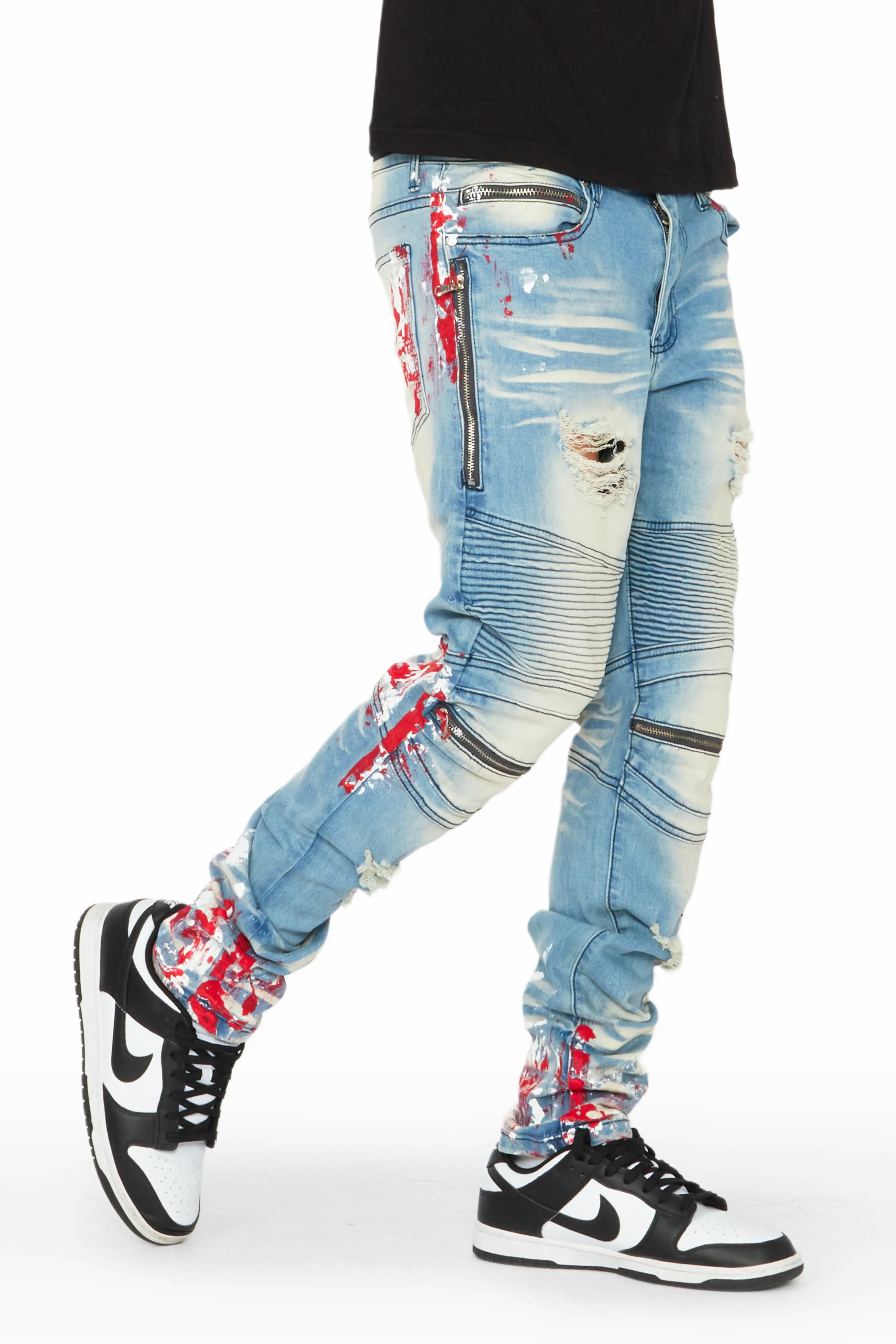 Kodak Blue/Red Painter Biker Jean