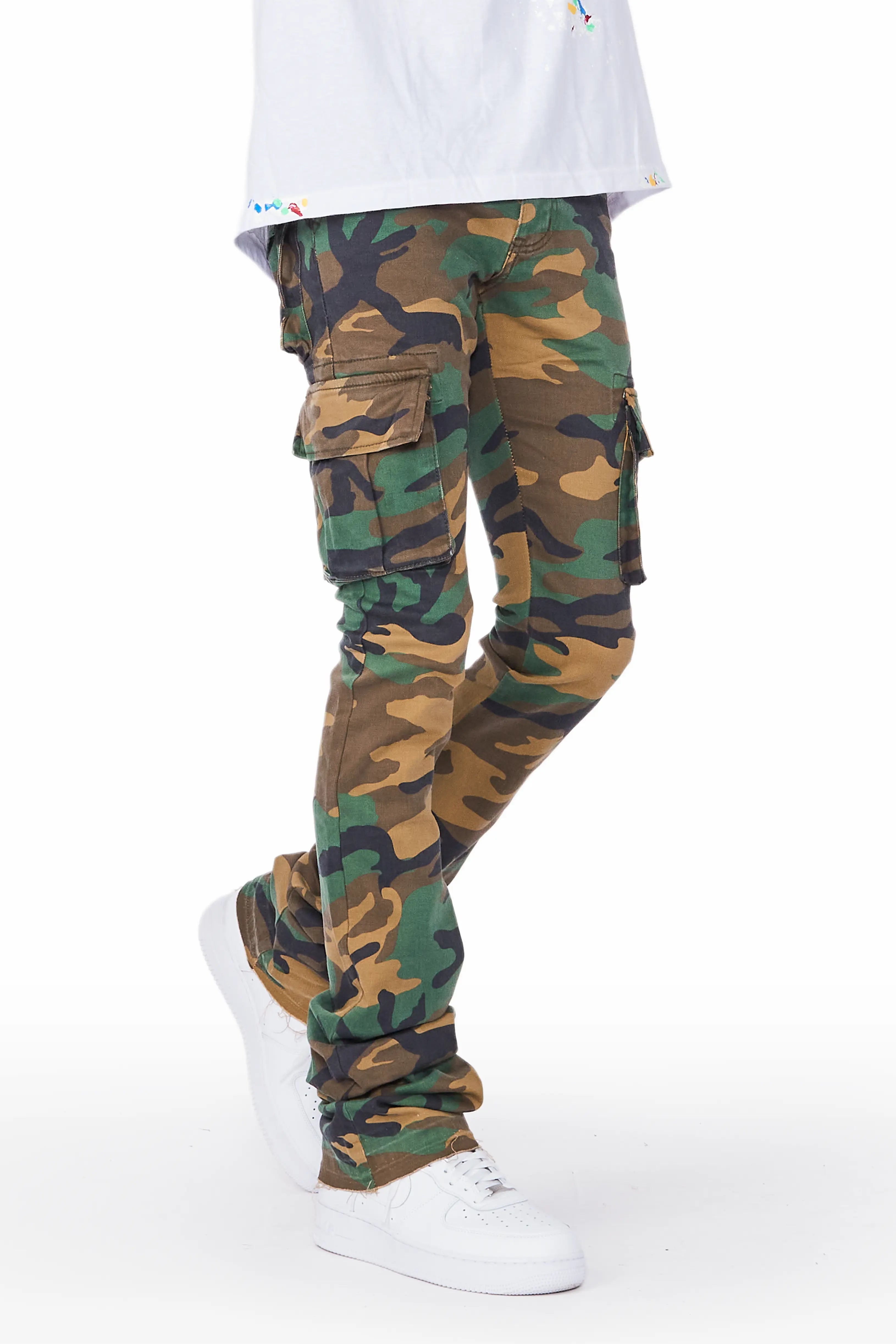 Kirrem Camo Super Stacked Flare Jean