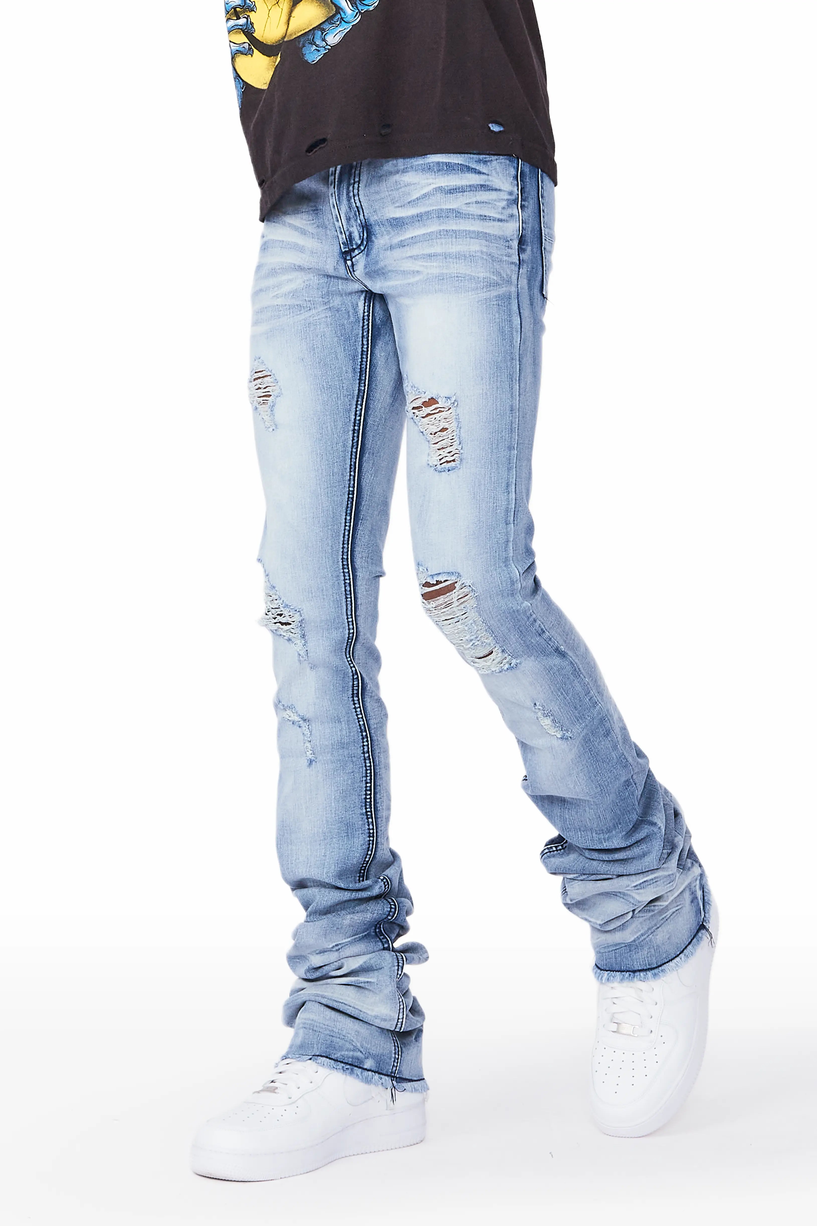 Josiah Blue Wash Super Stacked Flare Jean