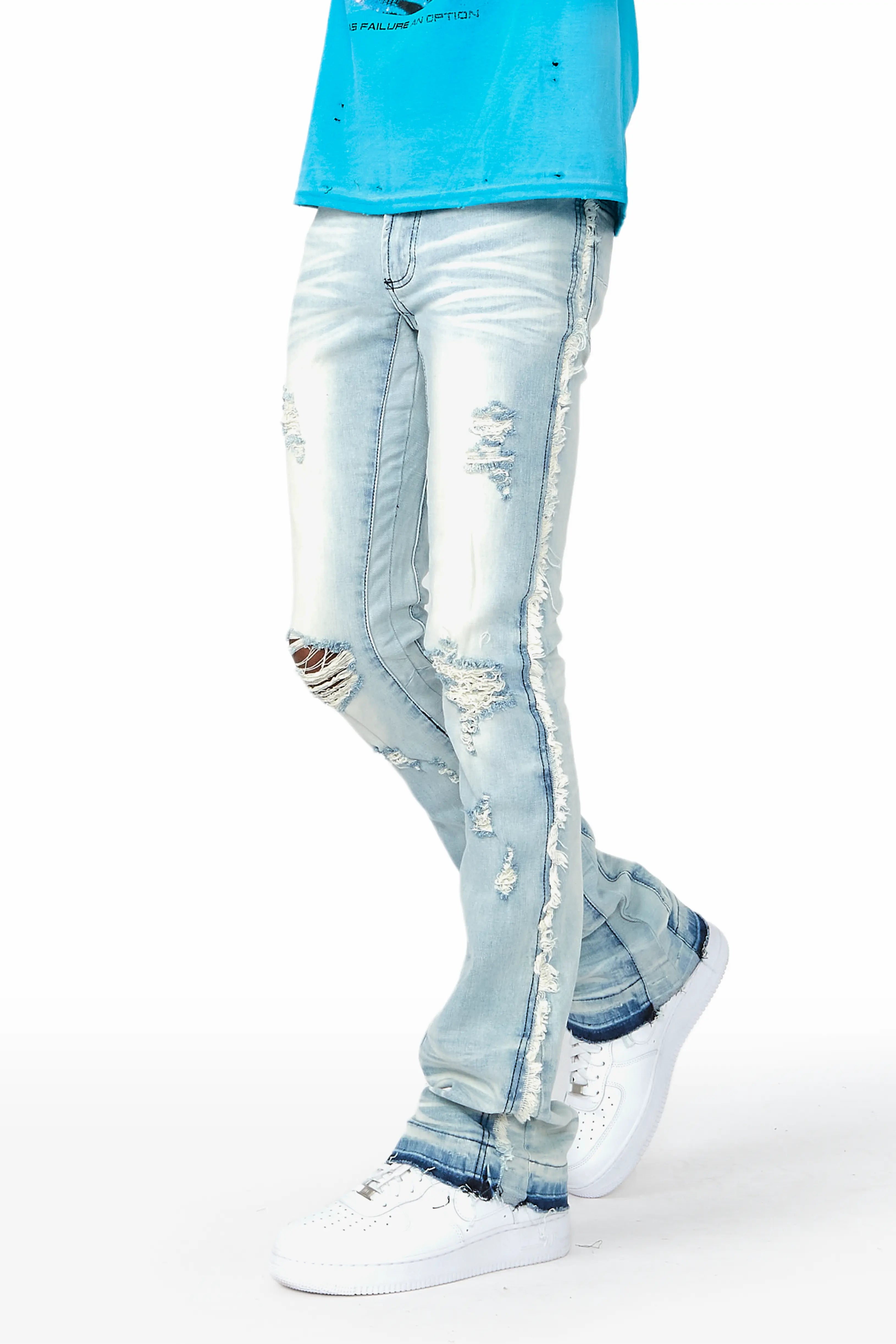 Zene Light Blue Stacked Flare Jean