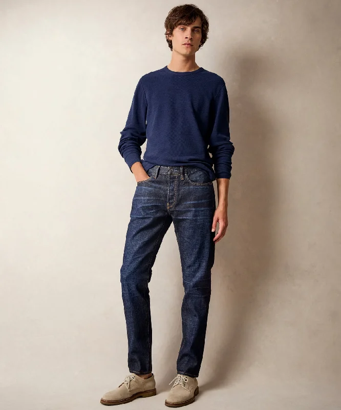 Elegant Outline Slim Japanese Selvedge Stretch Jean in Dark Indigo