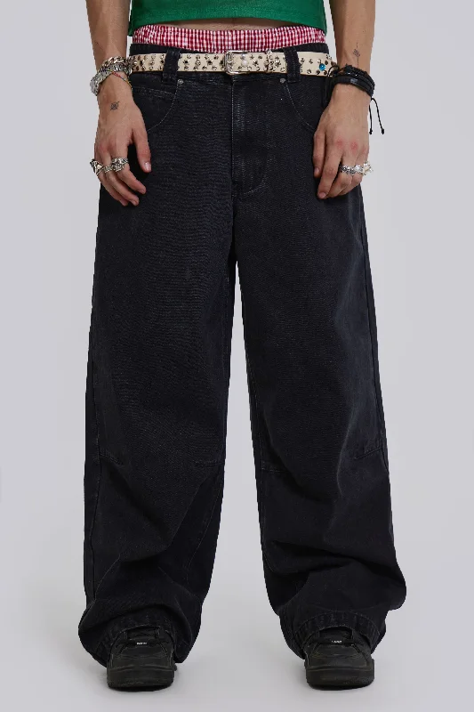 Exquisite Craftsmanship Solid Black Low Rise Colossus Jeans