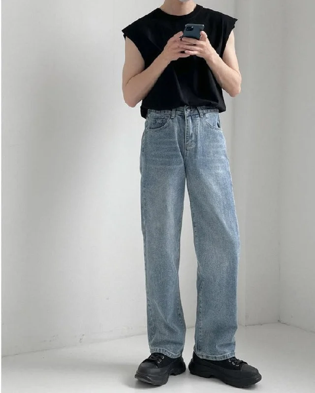 Straight Casual Washed Jeans