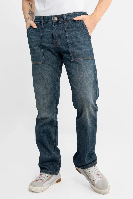 Straight Fit Grunge Blue Denim