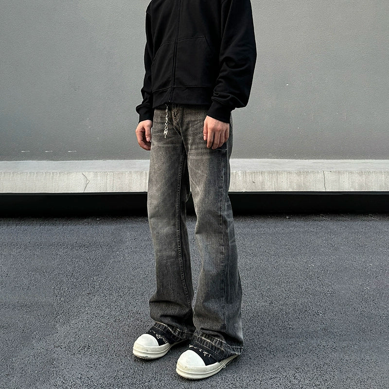 Relaxed Style Vintage Raw Edge Flared Jeans