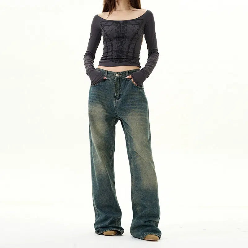 Wide-Leg Denim Pants