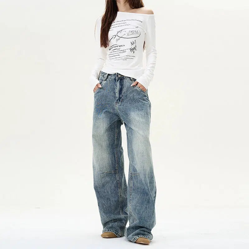 Wide-Leg Denim Pants