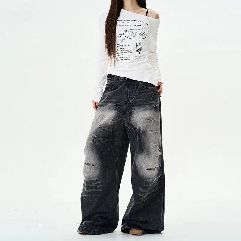 Wide-Leg Relaxed Fit Denim Pants