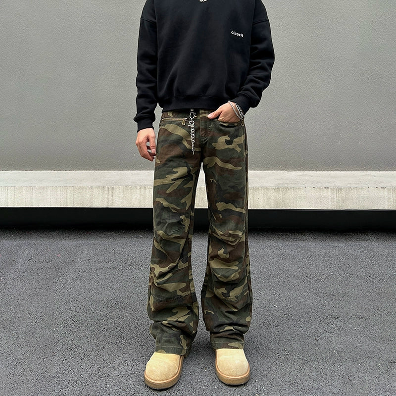 Zipper Camouflage Cargo Pants