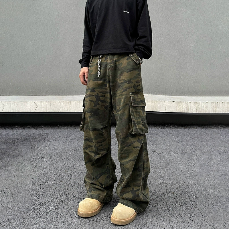 Cargo Pleated Camo Pockets Pants