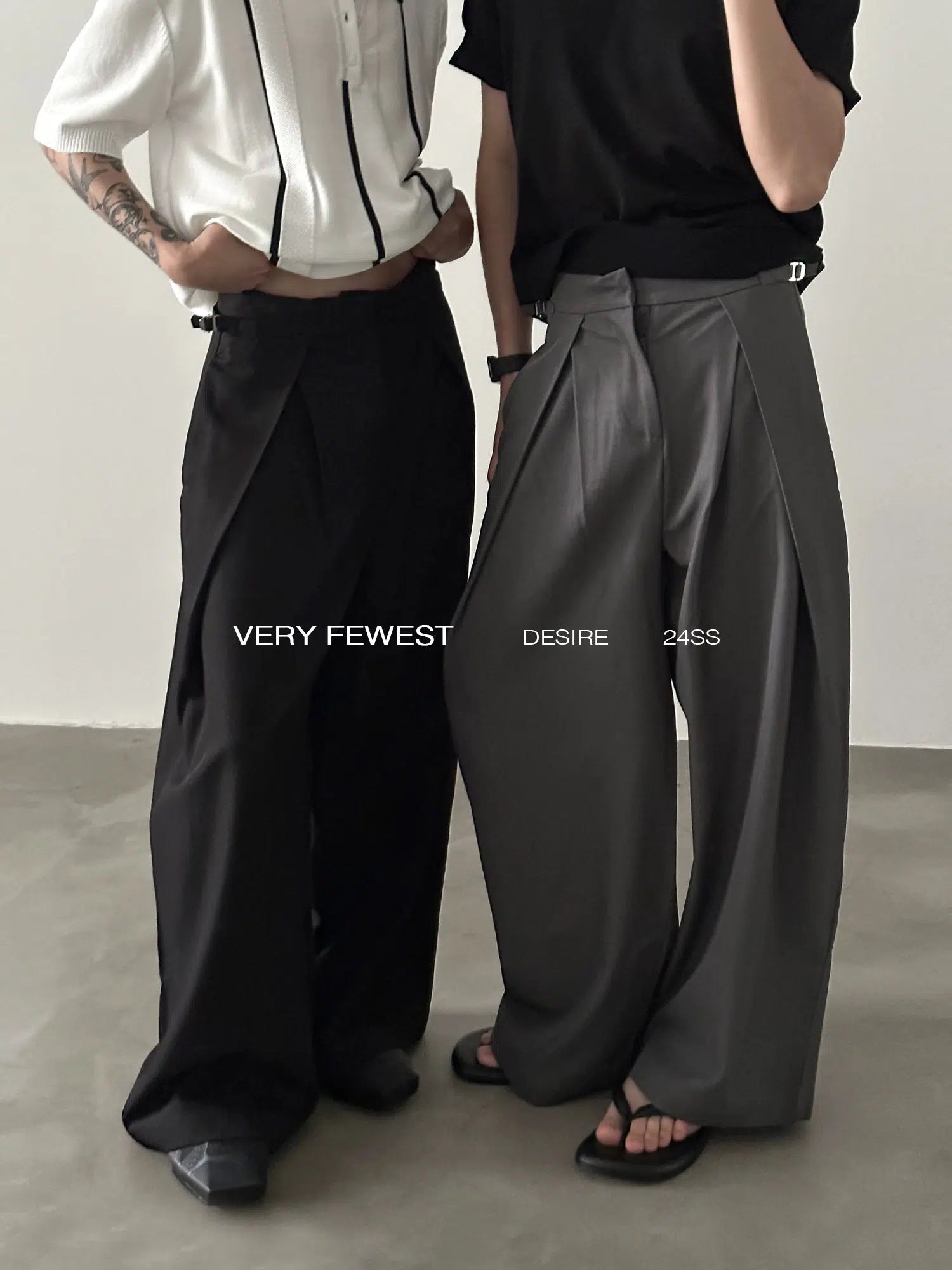 Drawstring Wide-Leg Pleated Pants