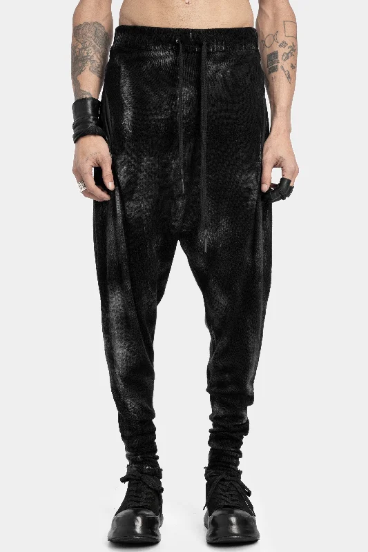 Relaxed drop crotch knit pants, Black spray