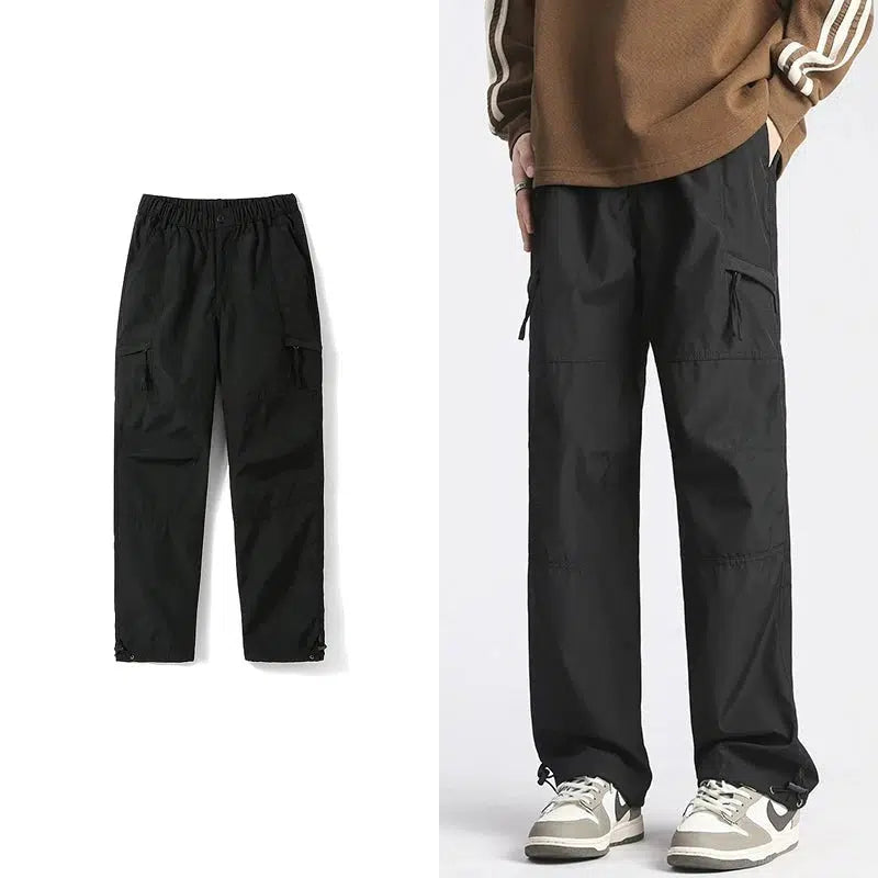 Elastic Waist Nylon Cargo Pants