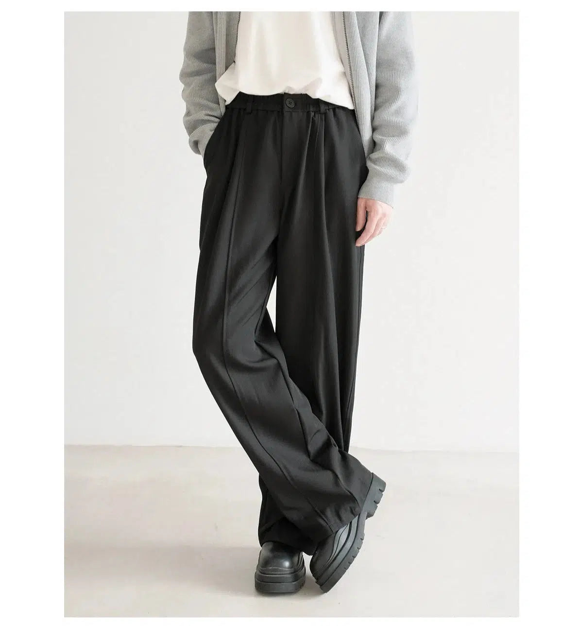 Elastic Waist Wide-Leg Pants