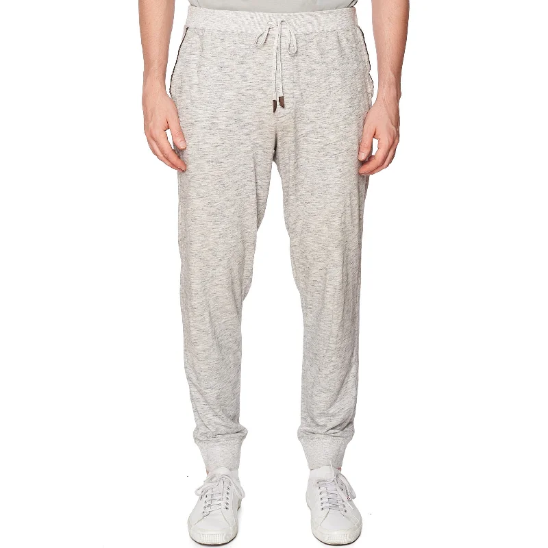 Ermenegildo Zegna Tapered Embroidered Mélange Loopback Cotton-Jersey Sweatpants