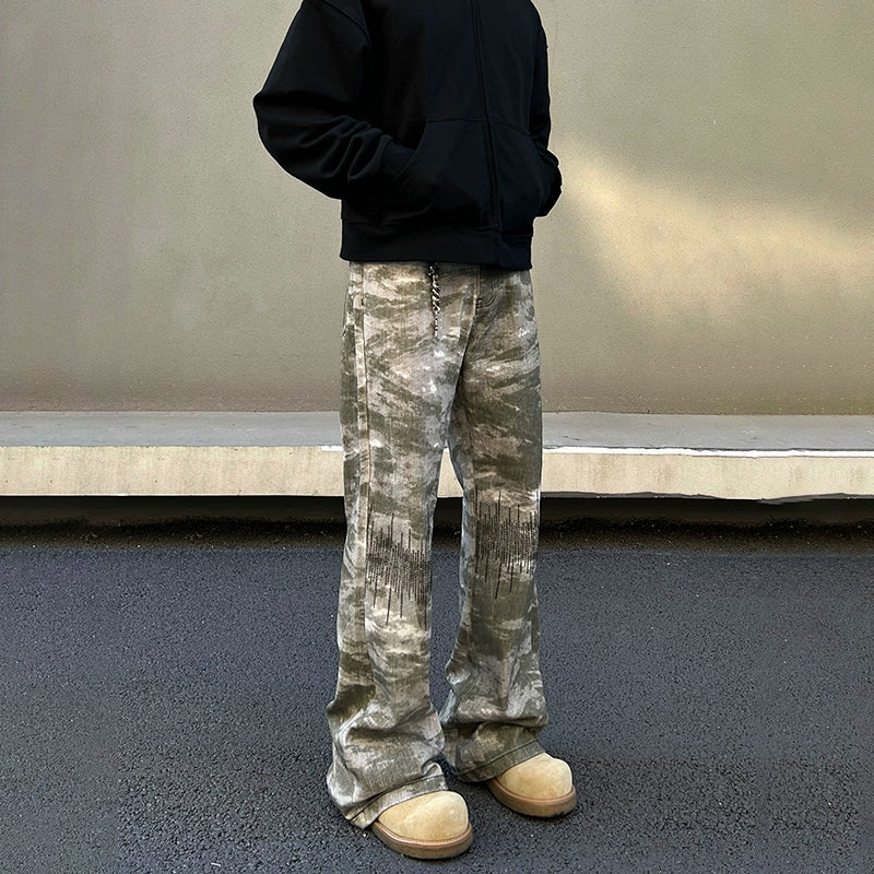 Retro Embroidery Camouflage Pants