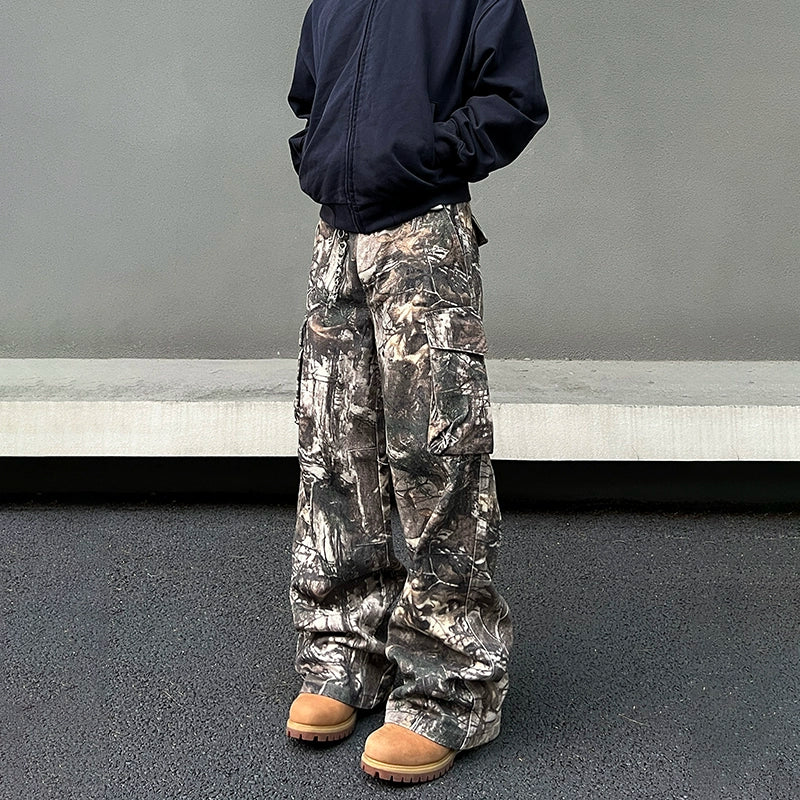 Wide Leg Camouflage Cargo Pants