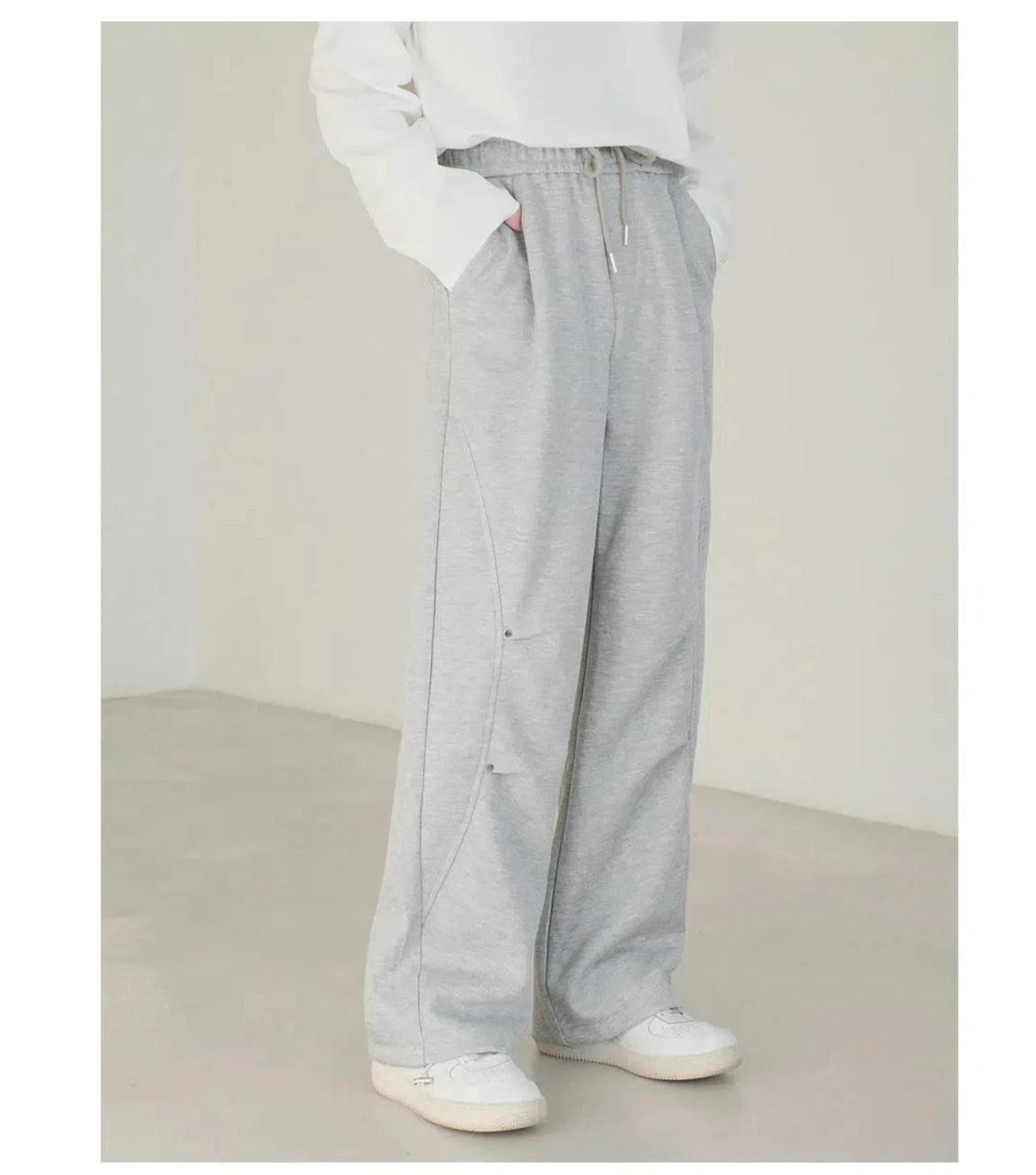 Wide-Leg Drawstring Elastic Sweatpants