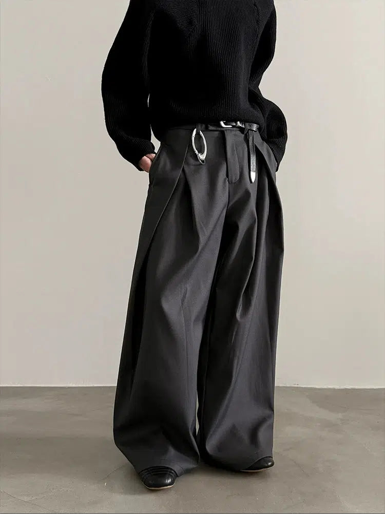 Belt Loops Wide-Leg High-Waist Pants