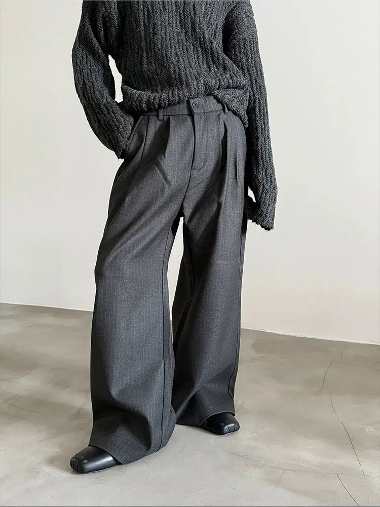 Wide-Leg Pinstripe Pants