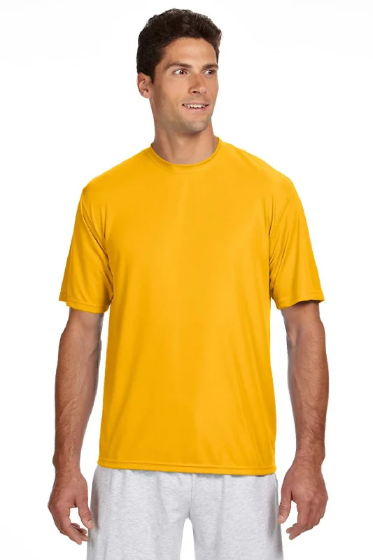 A4 Mens Performance Moisture Wicking Short Sleeve Crewneck T-Shirt - Gold