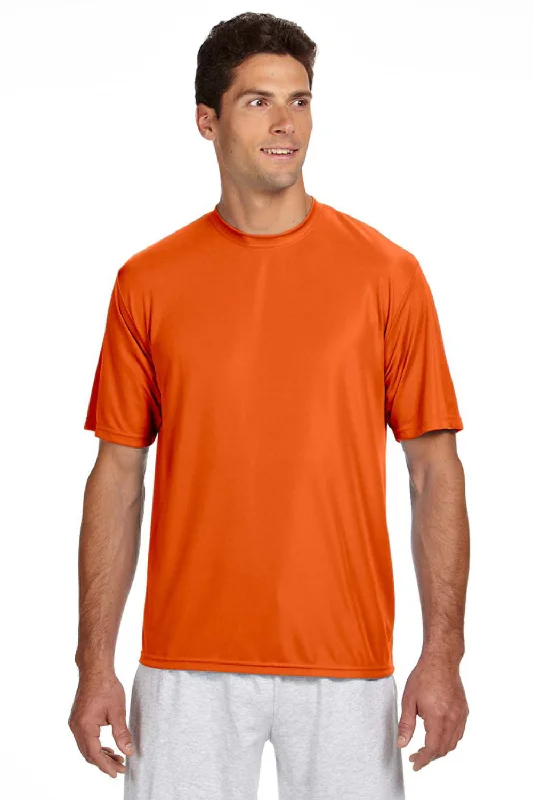 Easy Fashion A4 Mens Performance Moisture Wicking Short Sleeve Crewneck T-Shirt - Orange Easy Fashion A4 Mens Performance Moisture Wicking Short Sleeve Crewneck T-Shirt - Orange