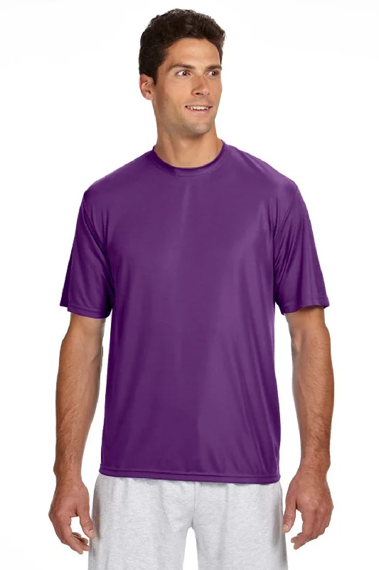 A4 Mens Performance Moisture Wicking Short Sleeve Crewneck T-Shirt - Purple