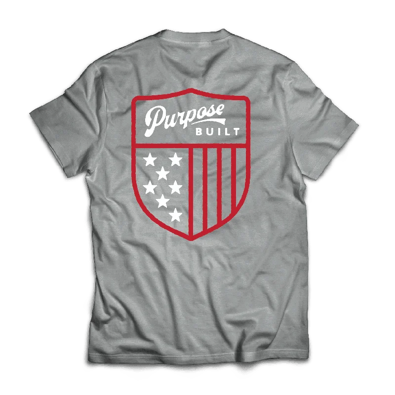 Elegant Temperament American Badge Tee, Gunmetal Gray