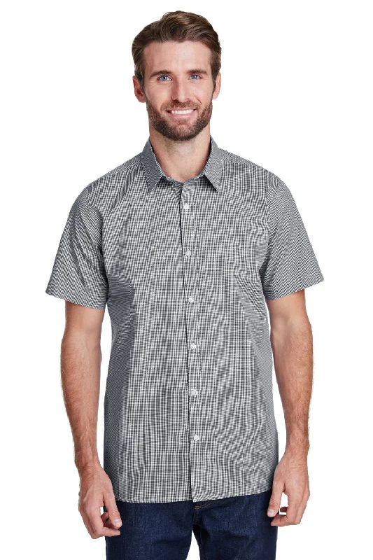 Artisan Collection Mens Microcheck Gingham Short Sleeve Button Down Shirt - Black/White