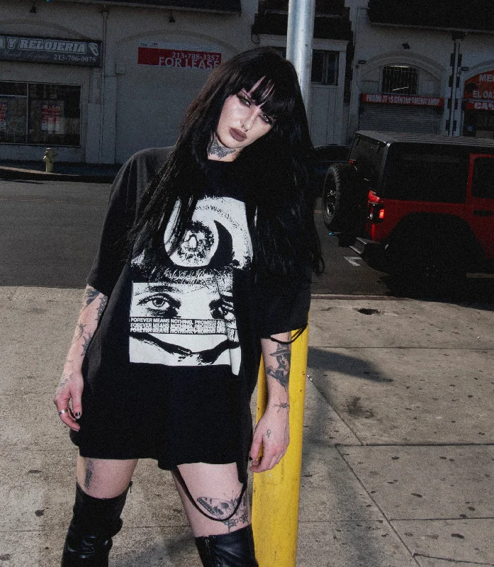 Easy Wear Chic Blurred Vision Destroyed Tee Vintage Black