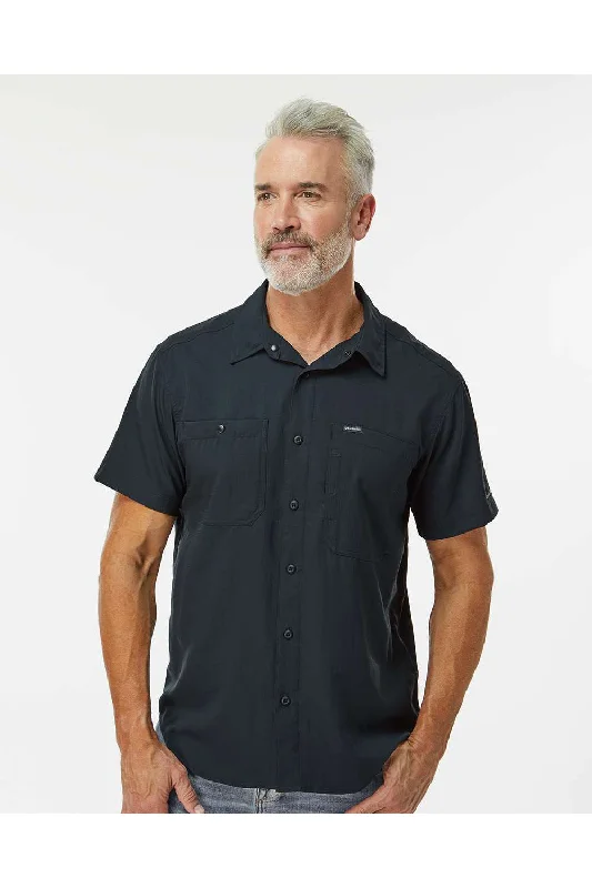 Columbia Mens Silver Ridge Utility Lite Moisture Wicking Short Sleeve Button Down Shirt w/ Double Pockets - Black