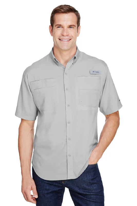 Columbia Mens Tamiami II Moisture Wicking Short Sleeve Button Down Shirt w/ Double Pockets - Cool Grey