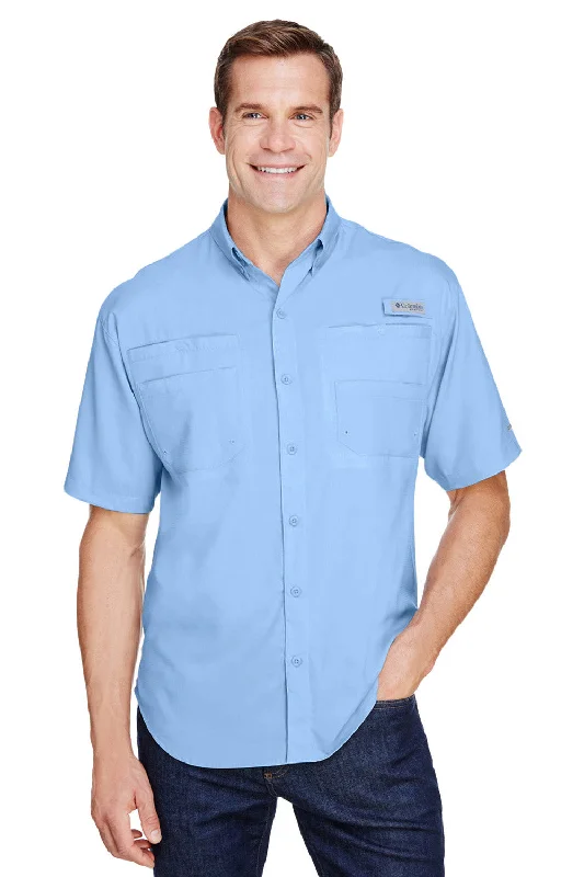 Columbia Mens Tamiami II Moisture Wicking Short Sleeve Button Down Shirt w/ Double Pockets - Sail Blue